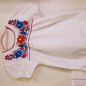 White Embroidered Floral Blouse
